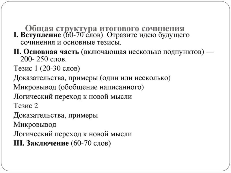 Структура итогового сочинения