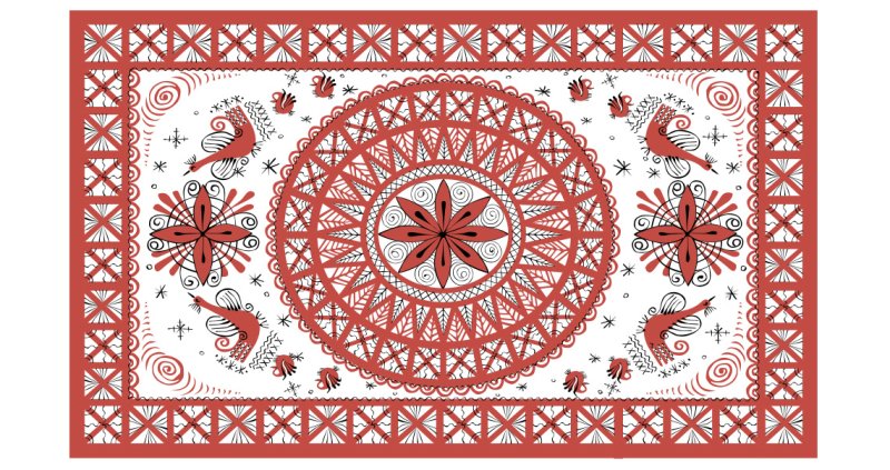 Мезенская роспись элементы вектор