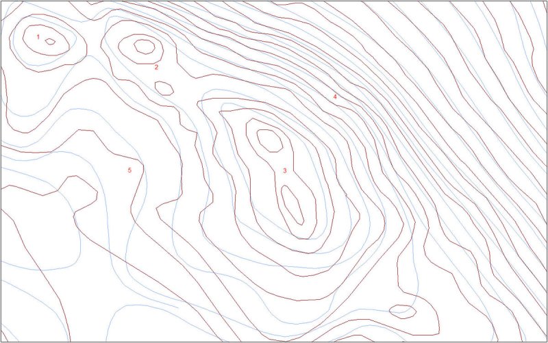 Изолинии рельефа вектор