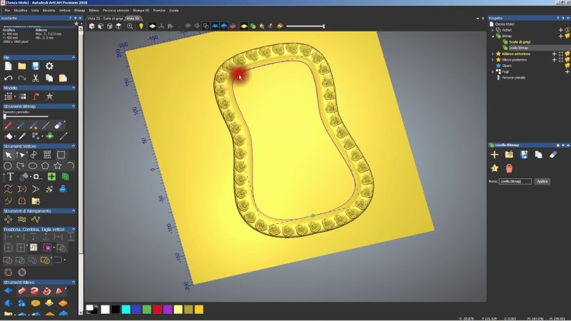 Траектория нарезки канавки в арткам