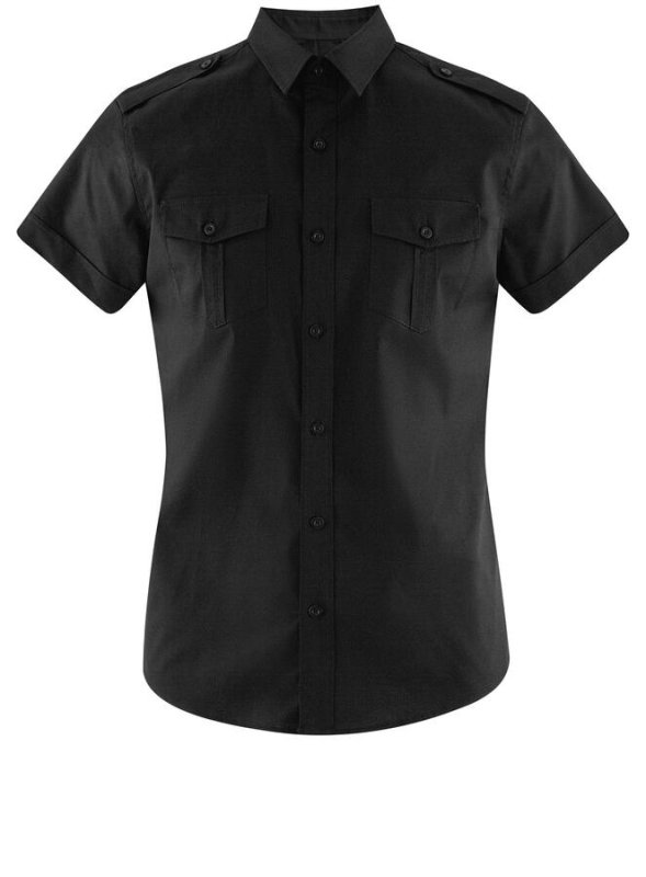 Черная рубашка с коротким рукавом