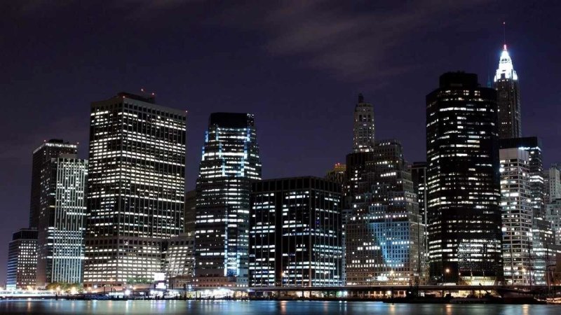 Ночные небоскребы Нью-Йорка