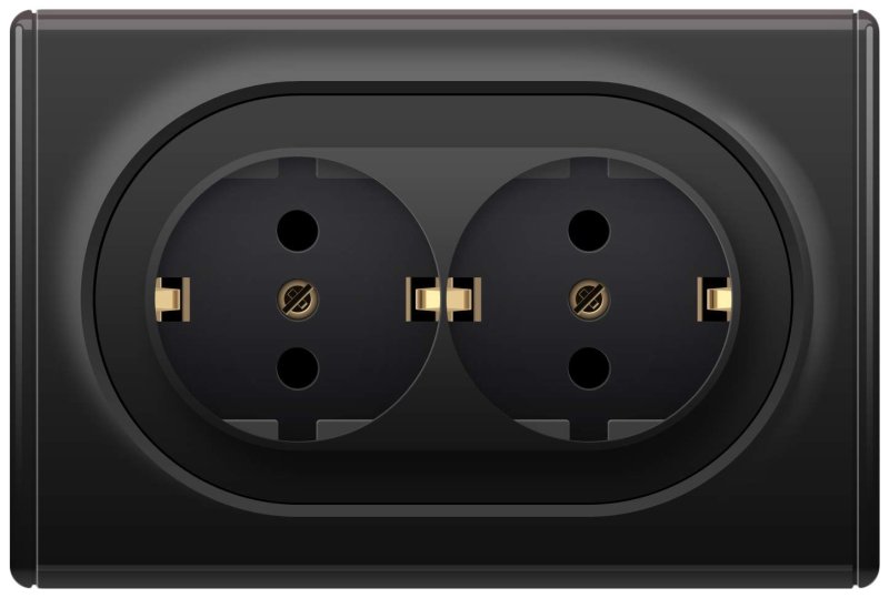 Розетка двойная встраиваемая ONEKEY Florence с заземлением, цвет чёрный