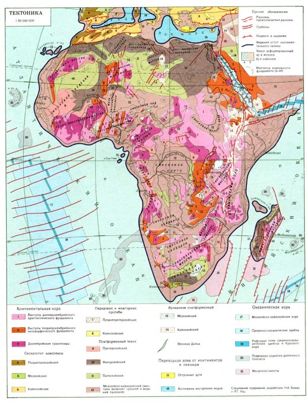 Карта тектонических структур Африки