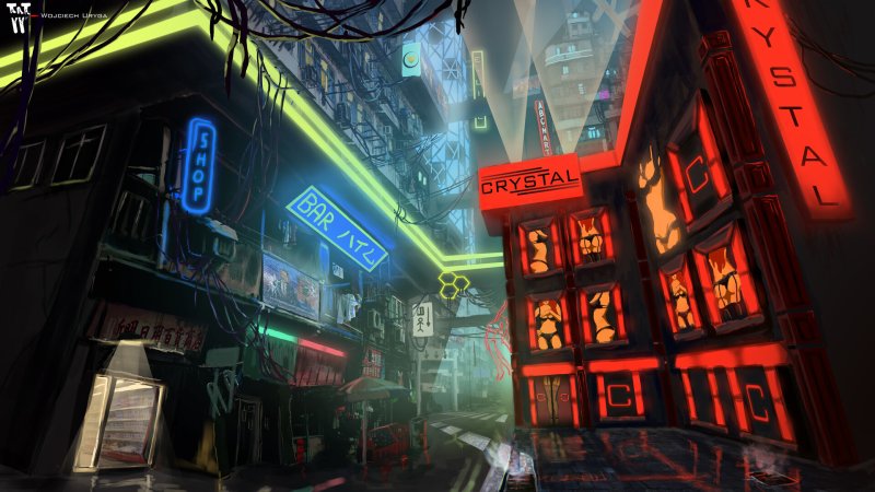 Здания в стиле киберпанк