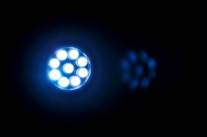 Свет фонарика в темноте