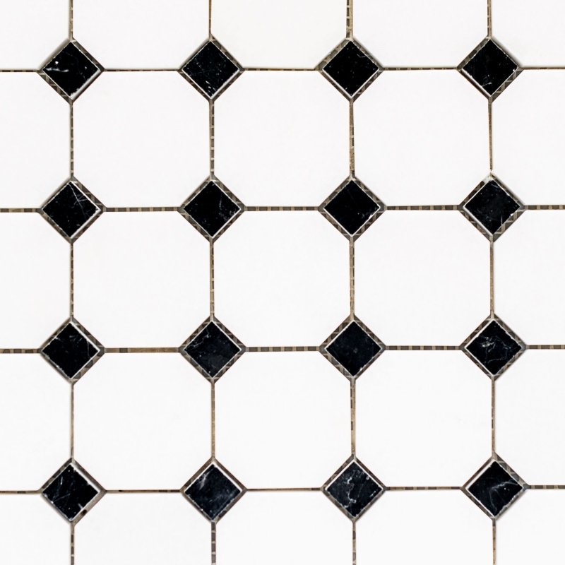 Кер. Мозаика Octagon big White/Black Matt (gtpl61466/cla006) 300х300х6